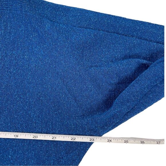 Peck & Peck Blue Metallic Dolman Sleeve Bateau Neck Pullover Sweater Size Large - Picture 4 of 5